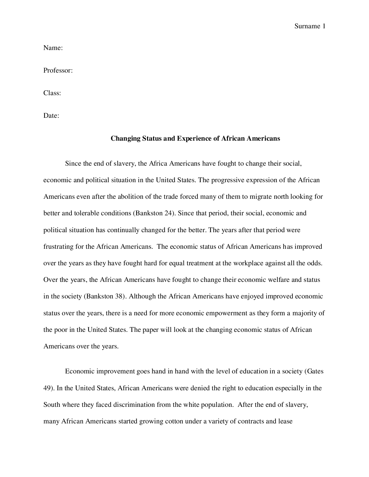 Preview image for Changing Status and Experience of African Americans